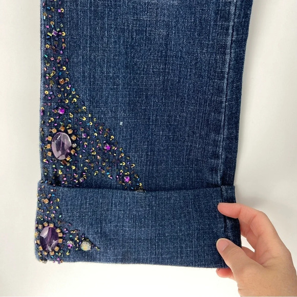Rinascimento Italian Designer Rhinestone Denim Jeans Size 28 Small - Picture 11 of 13